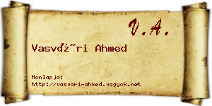 Vasvári Ahmed névjegykártya